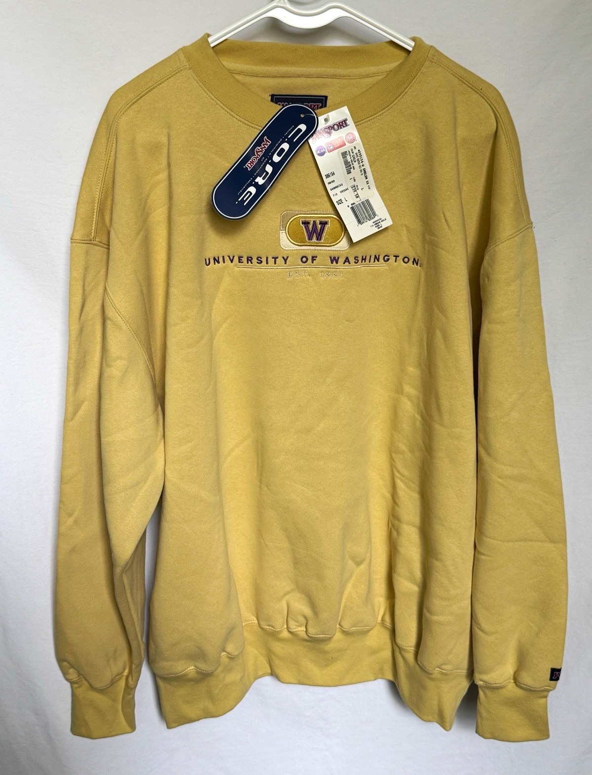 JanSport Washington Huskies Crewneck Sweatshirt Sewn Logo Men L Vintage NWT #267 JanSport Washington Huskies Crewneck Sweatshirt Sewn Logo Men L Vintage NWT #267