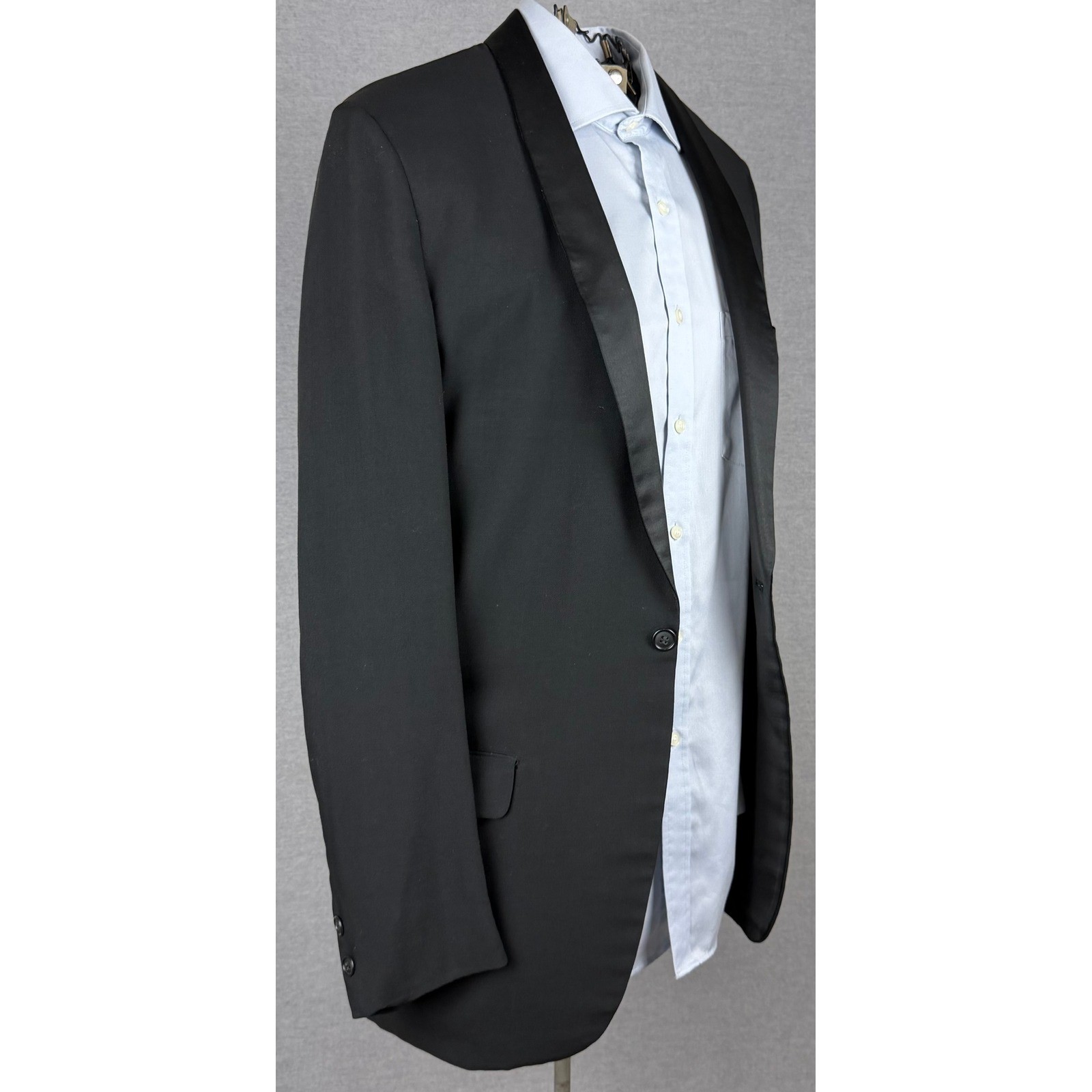 Vintage 50s Palm Beach Tuxedo Jacket Mens 42L Black Shawl Lapel Formal Blazer