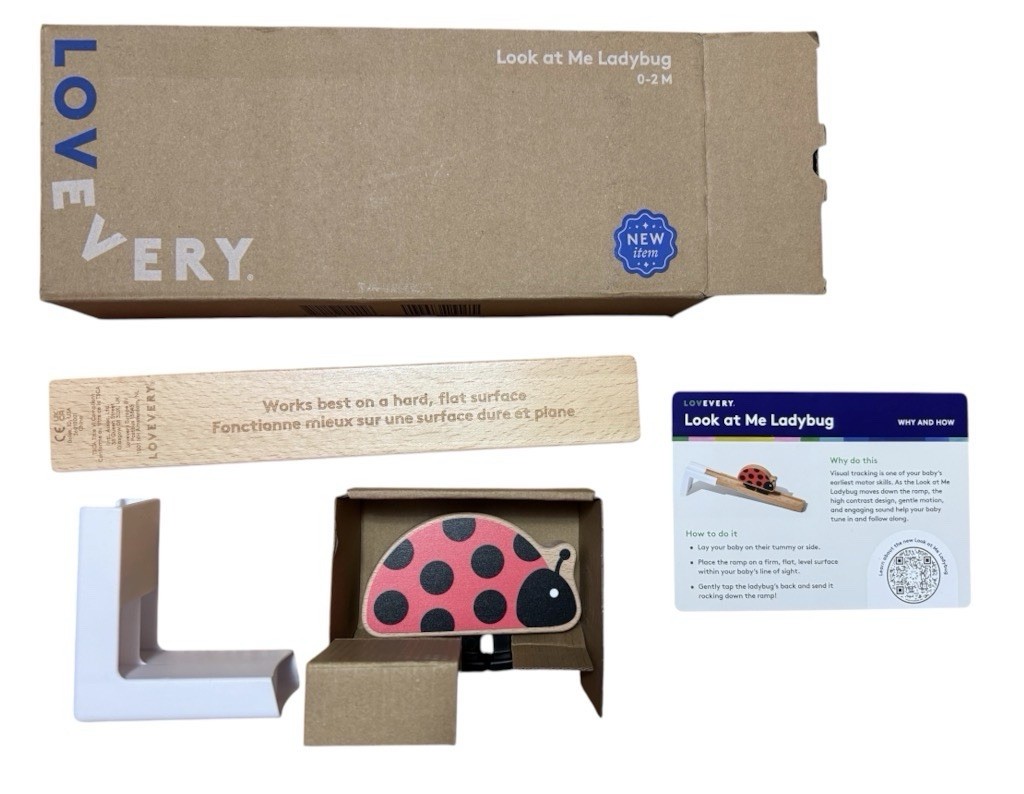 Lovevery Look At Me Ladybug Toy 0-2 Months High Contrast Wooden Baby Toy Viral