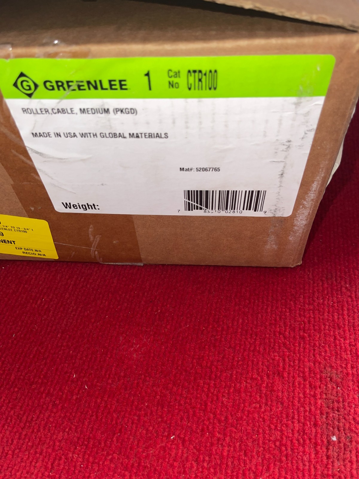 Greenlee CTR100 Medium Duty Cable Roller NEW IN BOX 