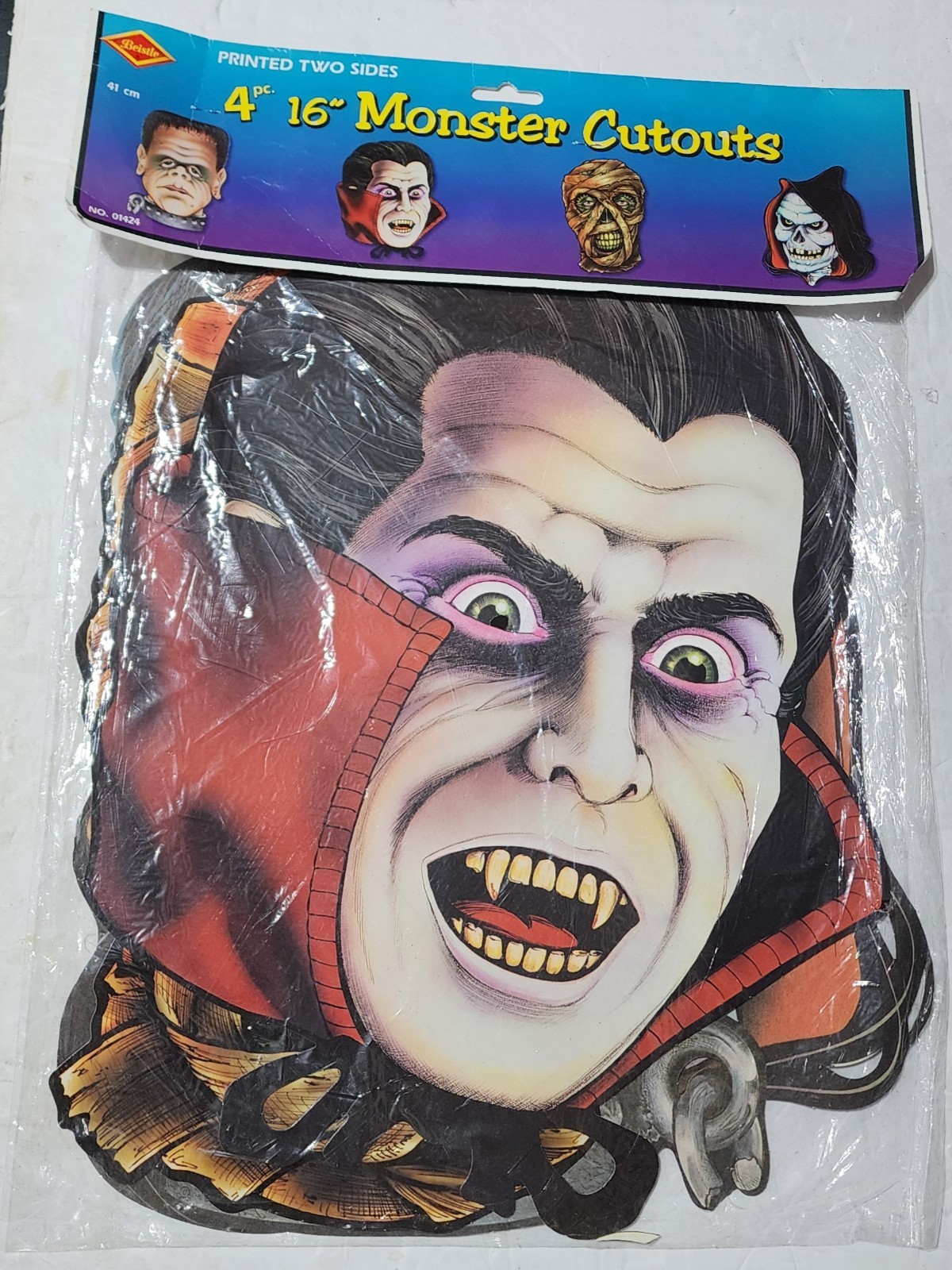Vtg Beistle Halloween Die Cast Lot 4 Monster Cutouts New in Pkg 2 Sides Y2k Vtg Beistle Halloween Die Cast Lot 4 Monster Cutouts New in Pkg 2 Sides Y2k