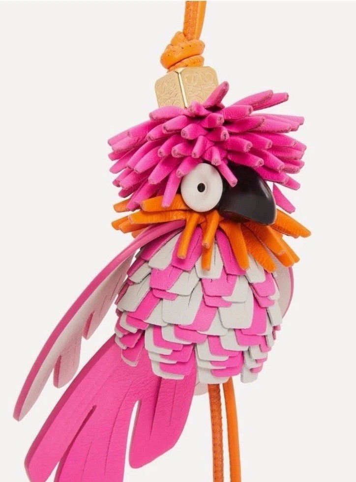 LOEWE X Paula’s Ibiza Exotic Bird Pink Parrot Bag Charm Keychain New/Sold Out