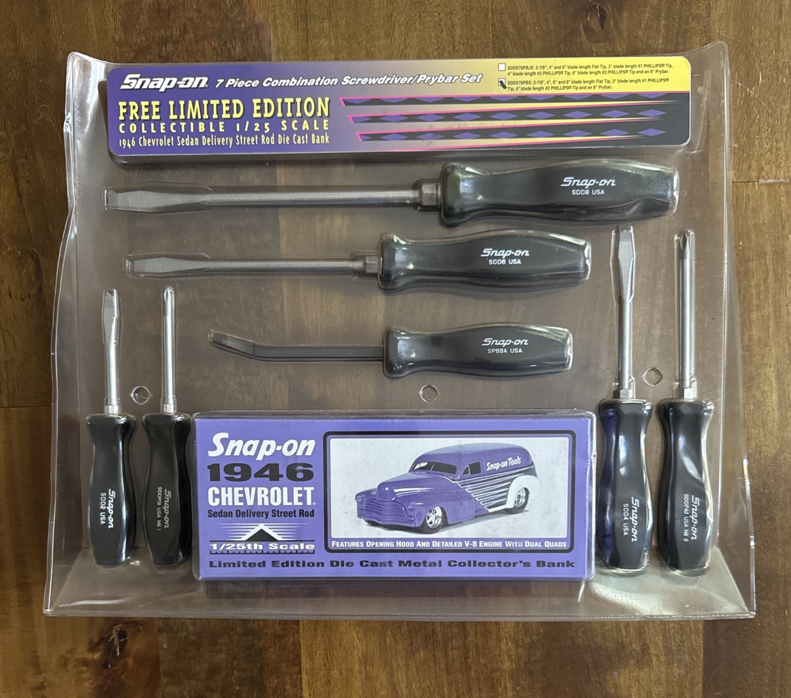 NOS Snap-On USA SDDX70PBX 7pc Combination Screwdriver Pry Bar Set, Limited Ed.