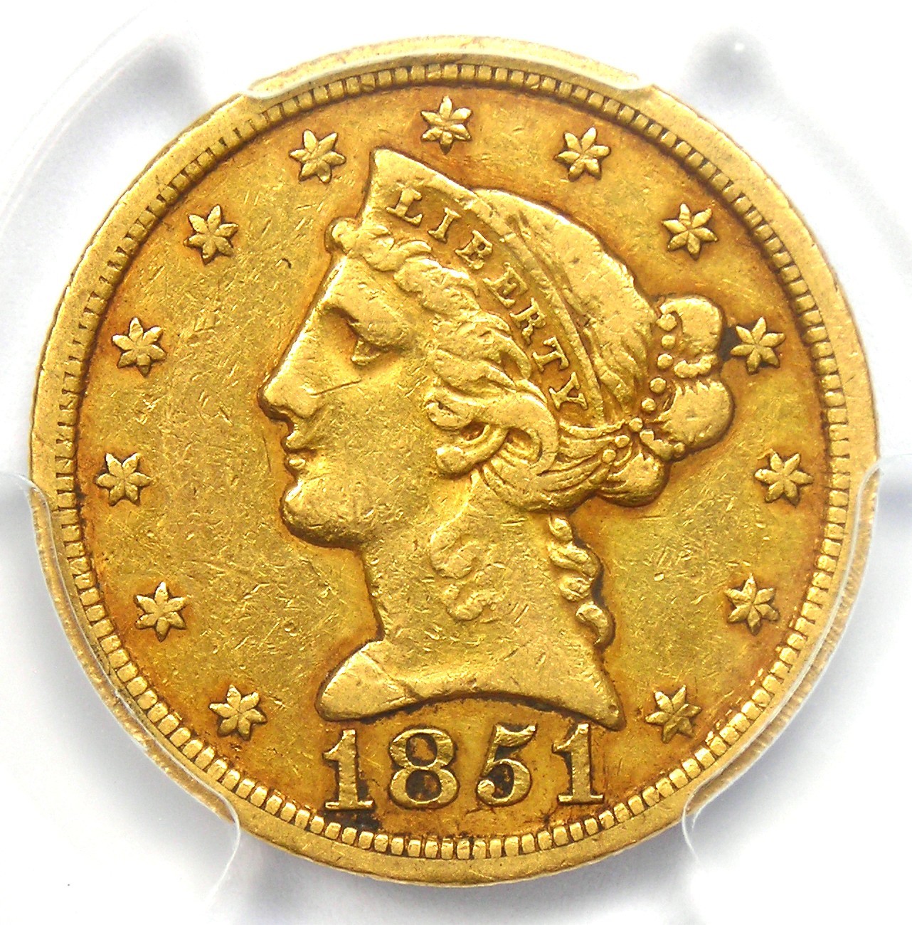 1851-O Liberty Gold Half Eagle $5 New Orleans Coin - Certified PCGS XF Details