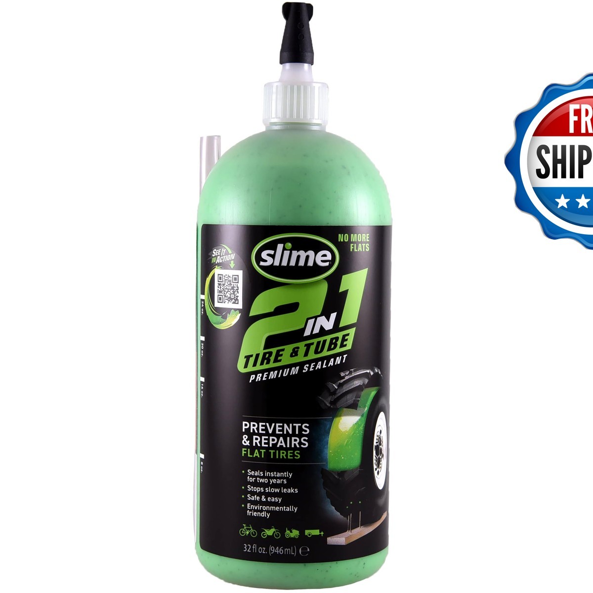 Slime 10194 2-in-1 Tire & Tube Sealant Puncture Repair for Off-Highway, 32 oz
