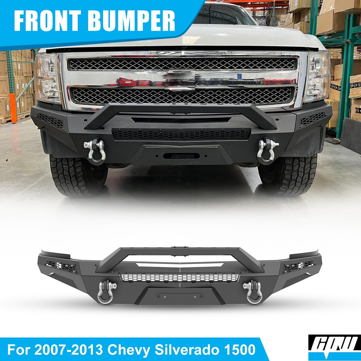 For 2007-2013 Chevy Silverado 1500 3-in-1 Heavy Duty Front Bumper with Bull Bar