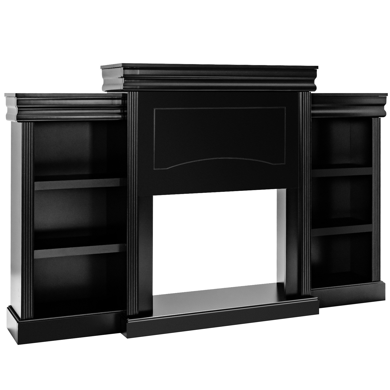 Costway 70 Inches Freestanding Mantel Stand Fireplace Cabinet Black