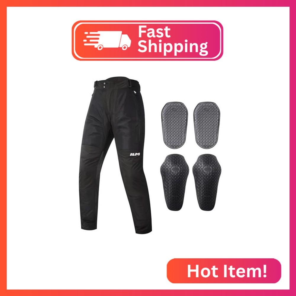ILM Mesh Motorcycle Pants for Men with CE Armor Model PM1 Black