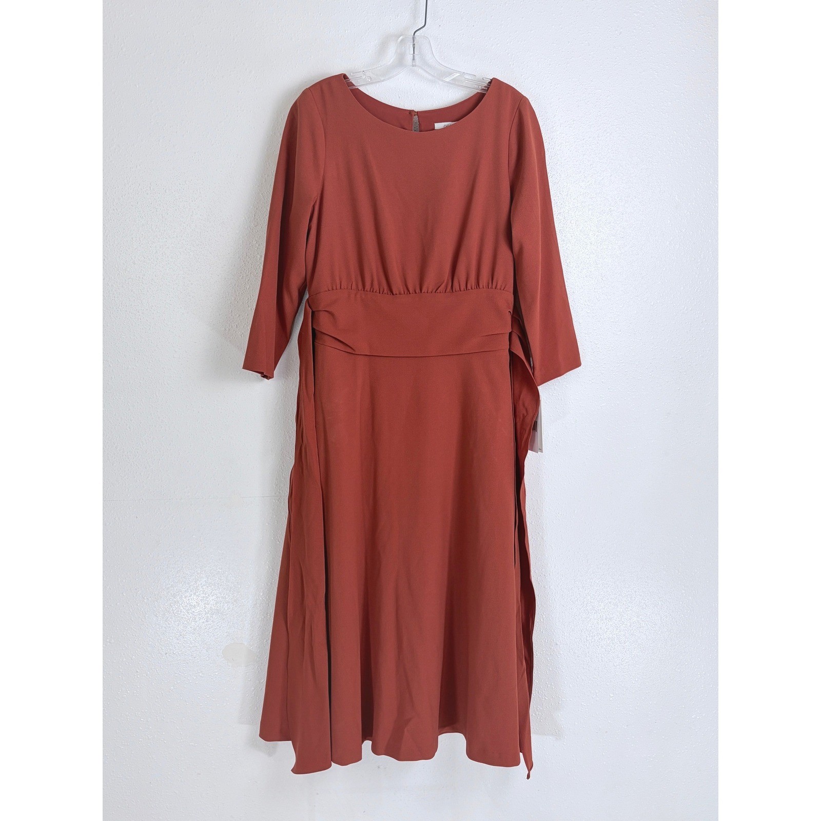 Julia Jordan Orange Solid Tie Waist 3/4 Sleeve Midi Dress Size 10 NWT