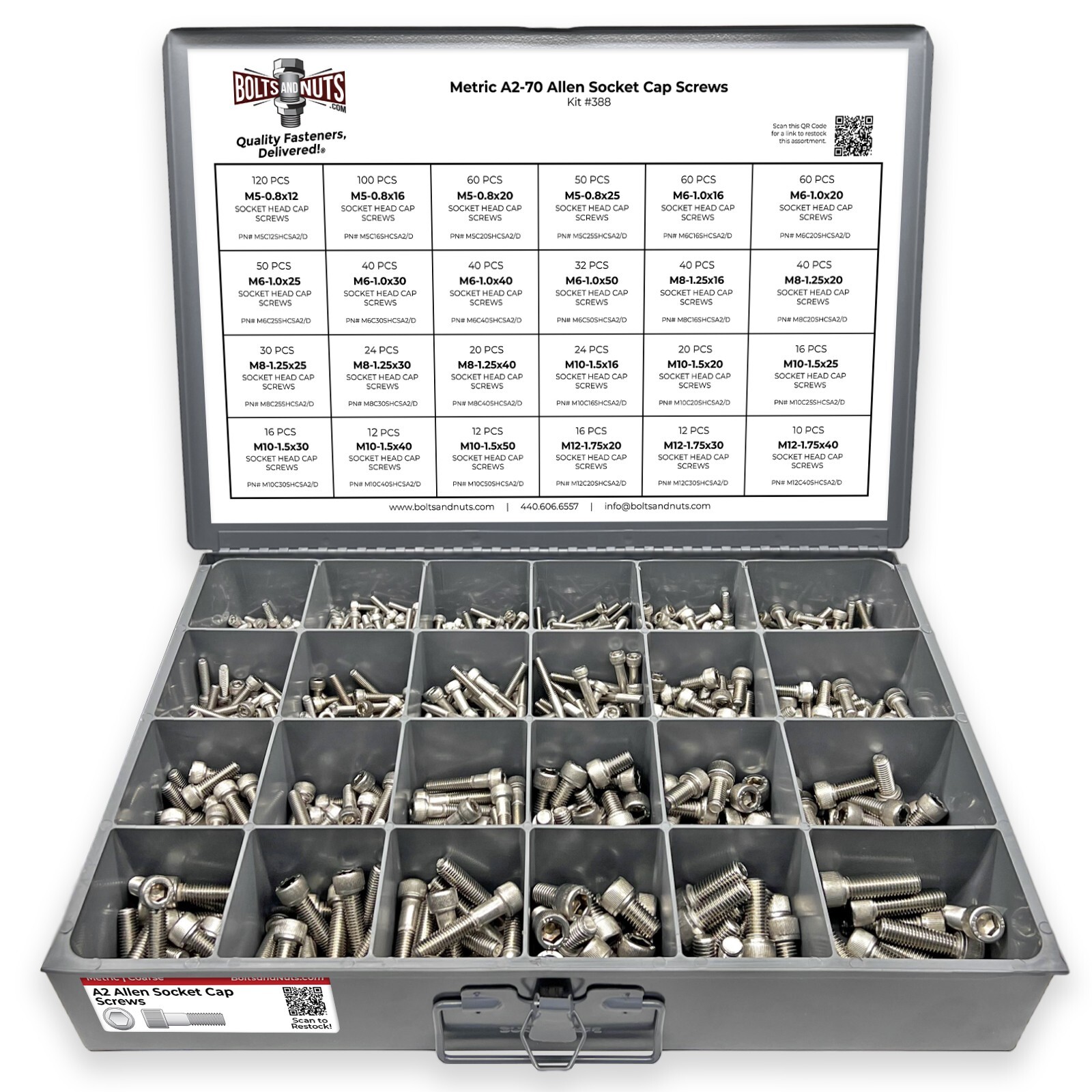 Metric Stainless Steel A2-70 Allen Socket Cap Screws - 905 PCS
