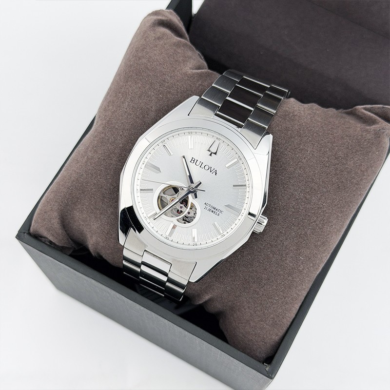 Bulova Surveyor 96A274 White Dial Men's Automatic Stainless Watch 42mm New