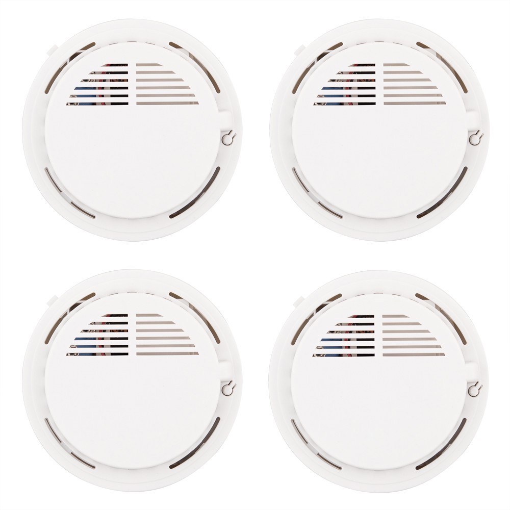 4PCS Smoke Alarm Detector Home Safety Sensor Alert Battery Included
