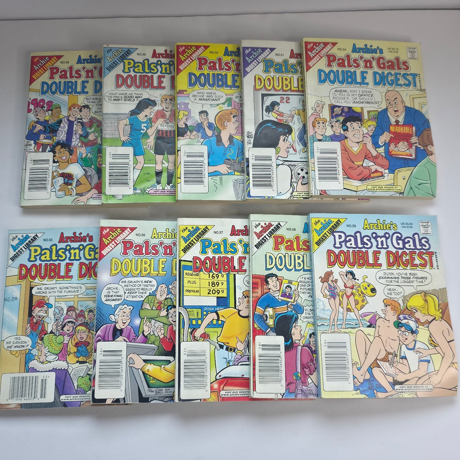 Archie's Pals 'n' Gals Double Digest Magazine Lot 10 Issues 1999-2000 Comics
