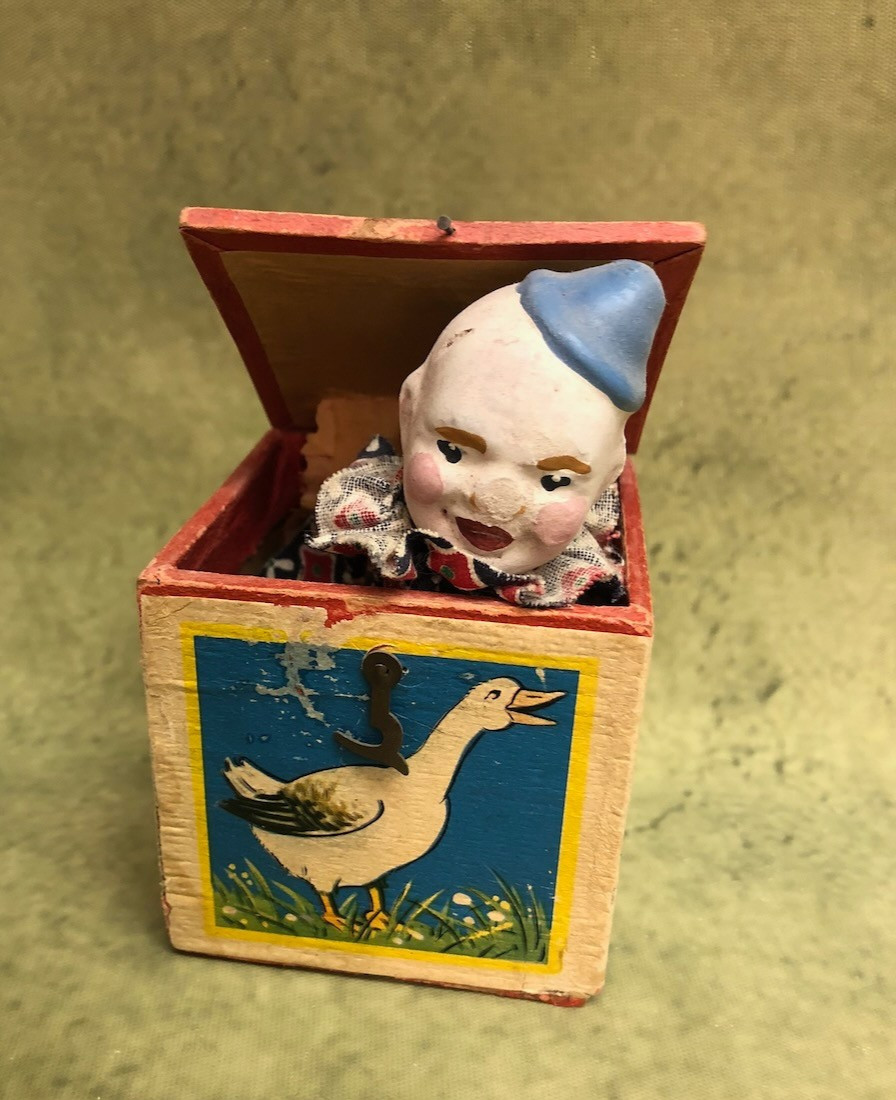 Antique German Clown Jack in the Box Paper Maché Head Circa 1900 Antique German Clown Jack in the Box Paper Maché Head Circa 1900