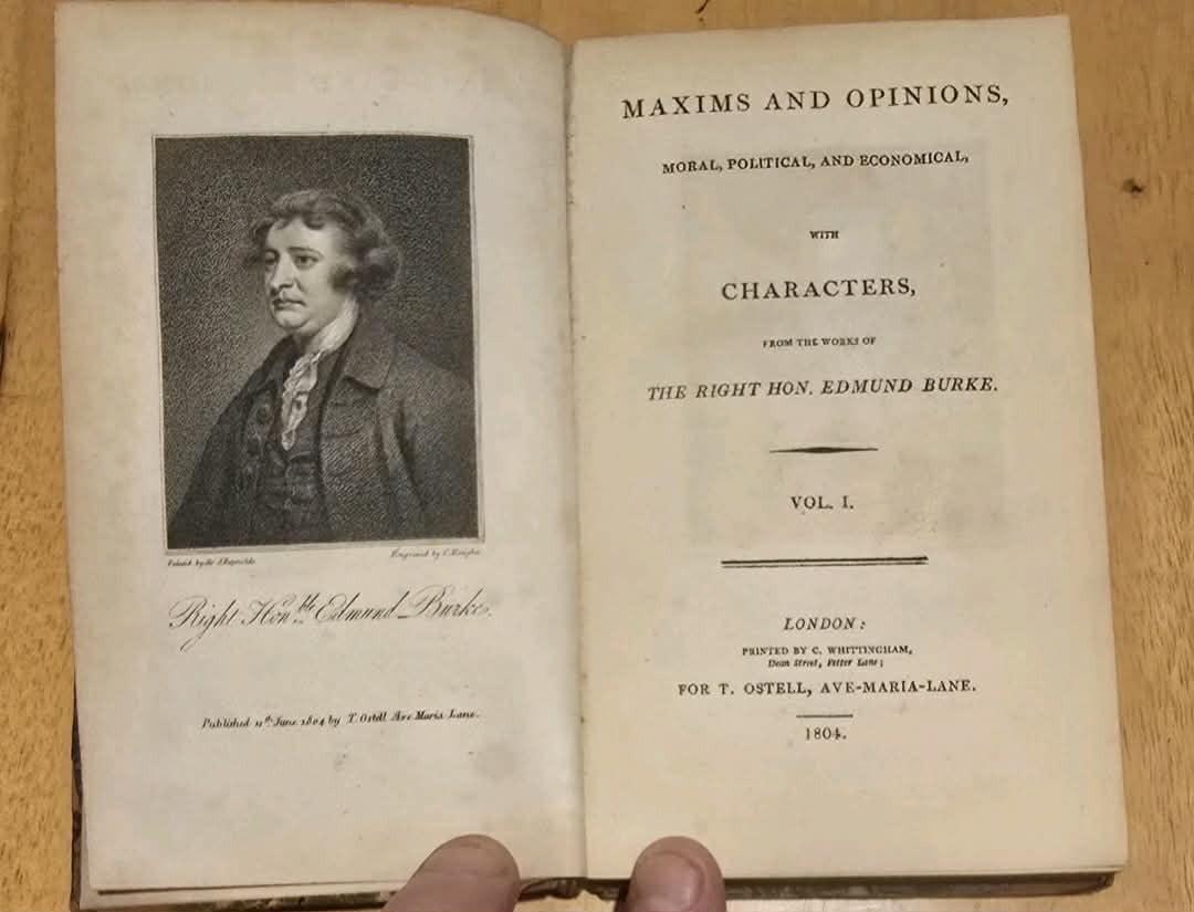 1804 Edmund Burke Maxims & Opinions Vol I Antique Georgian Leather Book