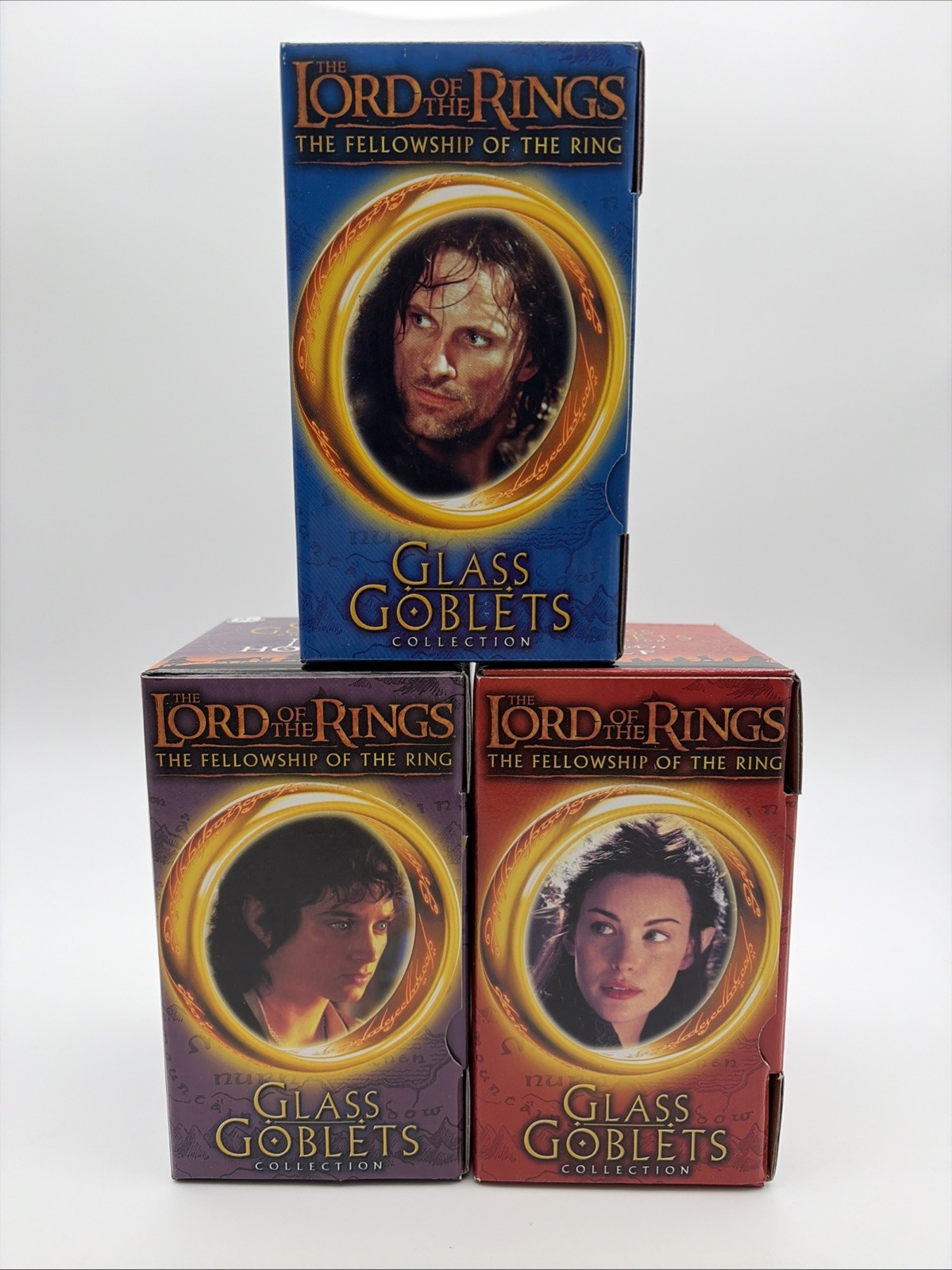 Lot (3) - VINTAGE 2001 Lord of the Rings Glass Goblet Burger King Lot (3) - VINTAGE 2001 Lord of the Rings Glass Goblet Burger King