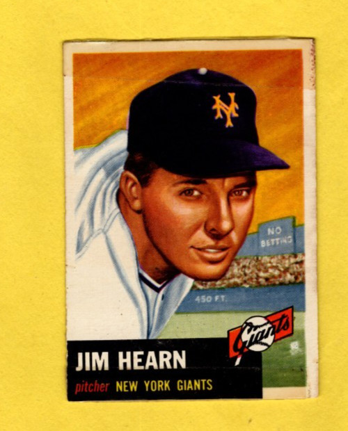 1953 Topps Jim Hearn #38 New York Giants EX/MINT Tape on Top and Bottom 1953 Topps Jim Hearn #38 New York Giants EX/MINT Tape on Top and Bottom