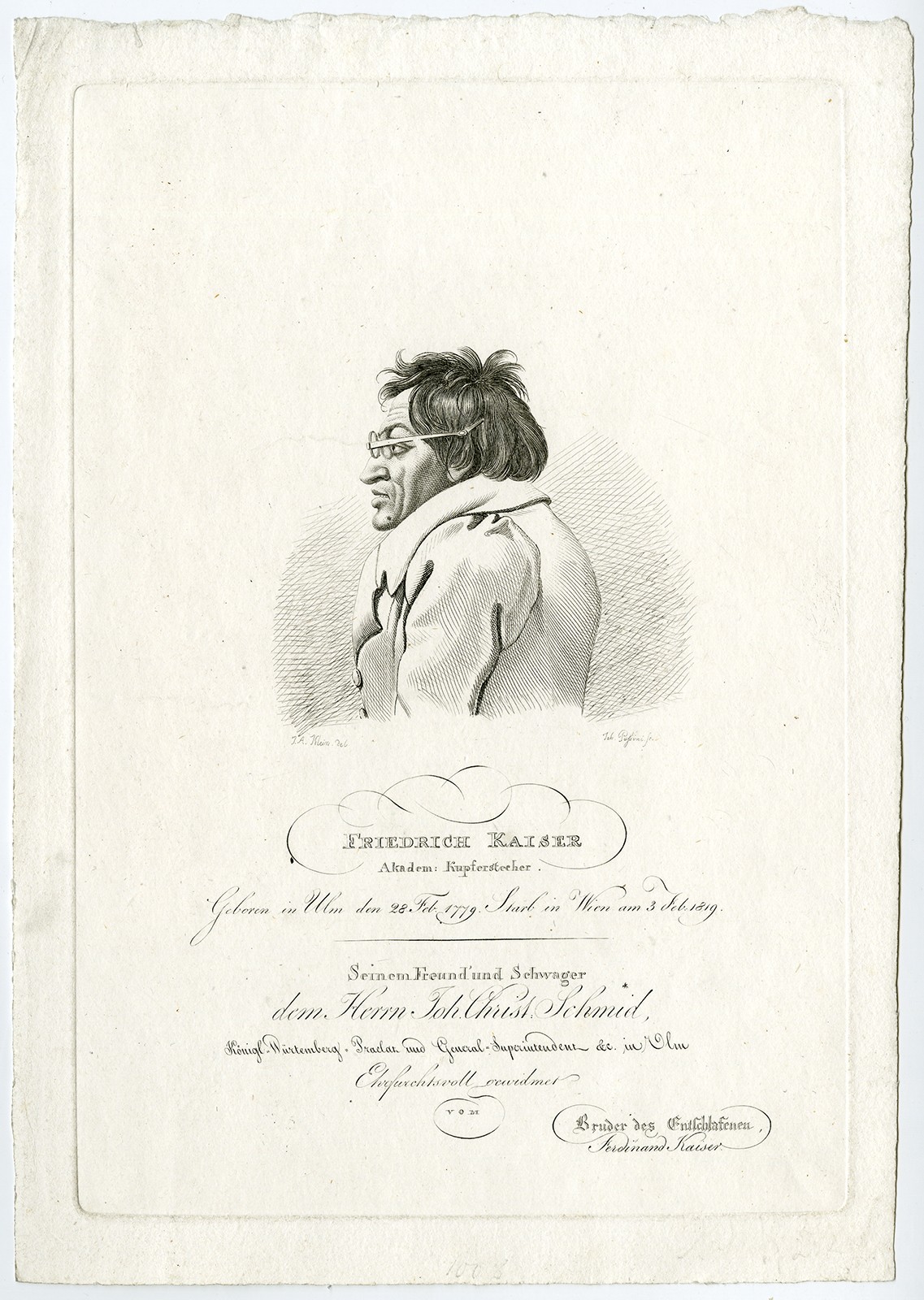 Antique Print-PORTRAIT-FRIEDRICH KAISER-ENGRAVER-Klein-Passini-1819