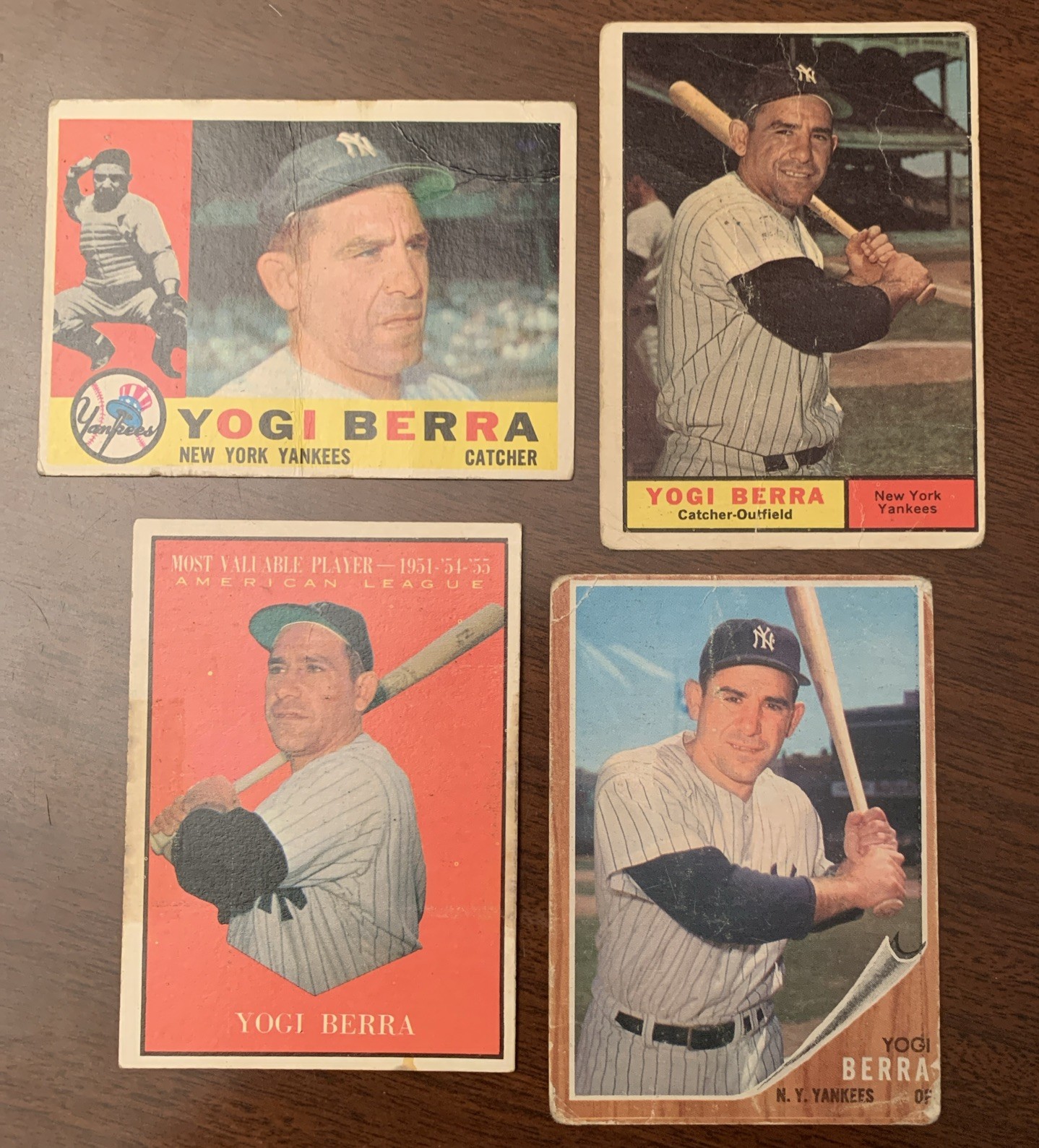 1960–1961–1962 Topps MLB Baseball NYY York Yankees(4)Yogi Berra/Star CARDS/High# 1960–1961–1962 Topps MLB Baseball NYY York Yankees(4)Yogi Berra/Star CARDS/High#