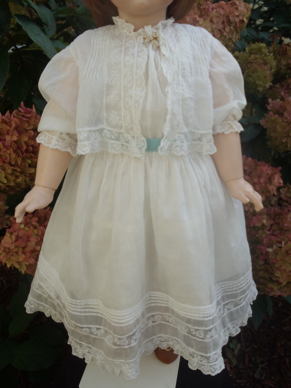 Antique Victorian c1890’s Batiste Doll Dress w/lace & tacks Antique Victorian c1890’s Batiste Doll Dress w/lace & tacks
