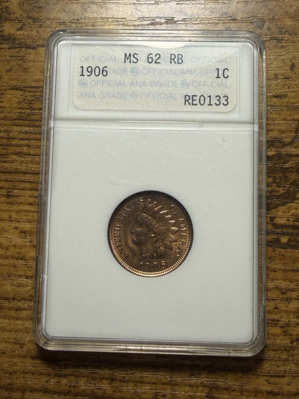 1906 Indian Head Cent 1C MS62RB ANACS ANA Soapbox Old Holder Genie Lamp