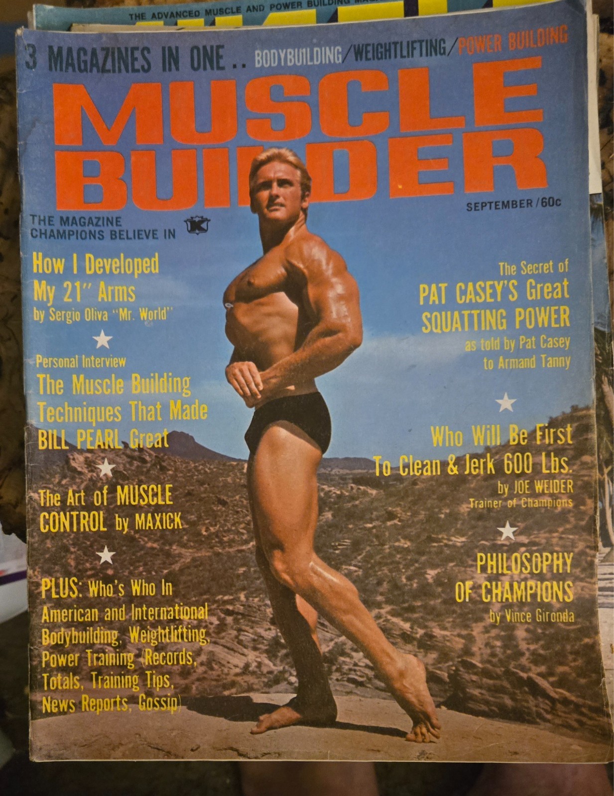 VINTAGE Sept 1966 Muscle Builder Magazine Dave Draper Sergio Oliva Pat Casey 