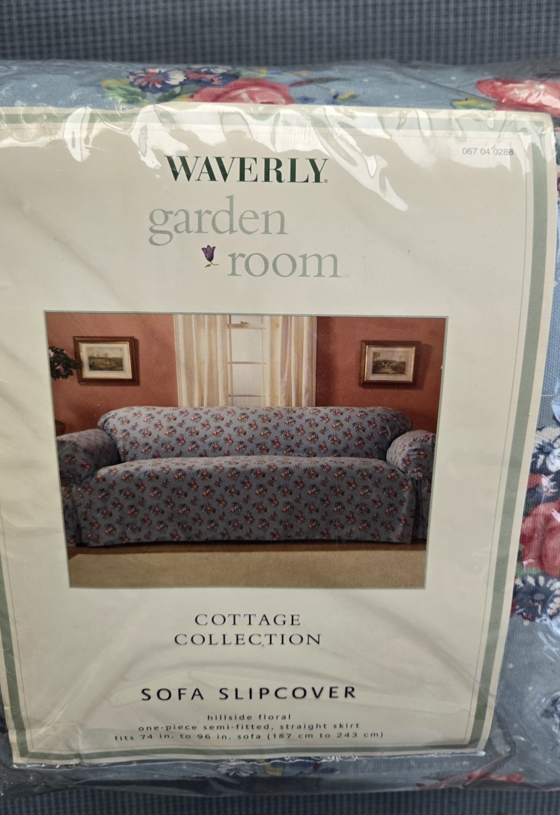 WAVERLY Garden Room Blue Floral Sofa Slipcover 100% Cotton 74 WAVERLY Garden Room Blue Floral Sofa Slipcover 100% Cotton 74