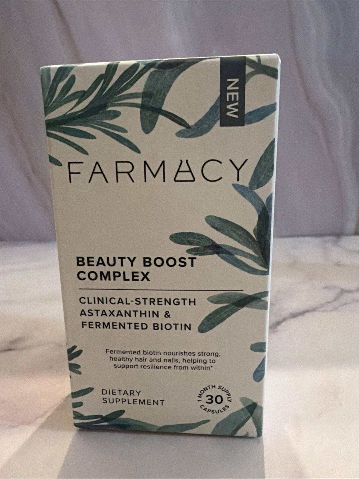 Farmacy Beauty Boost Complex Astaxanthin Biotin Hair Skin Nail Vegan, 30 capsule Farmacy Beauty Boost Complex Astaxanthin Biotin Hair Skin Nail Vegan, 30 capsule