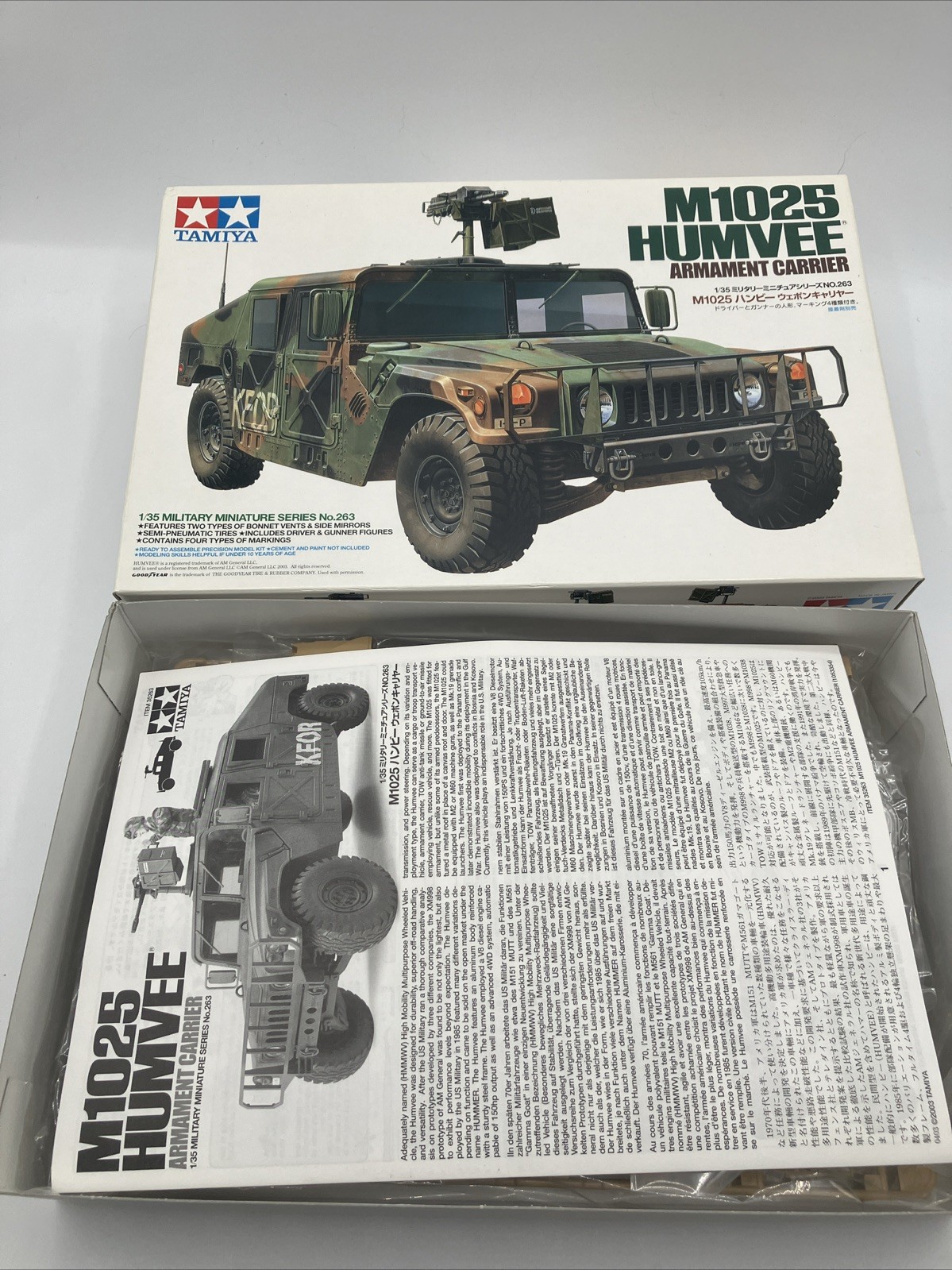 Tamiya 35263 Model M1025 HUMVEE Armament Carrier 1:35 Open Box.