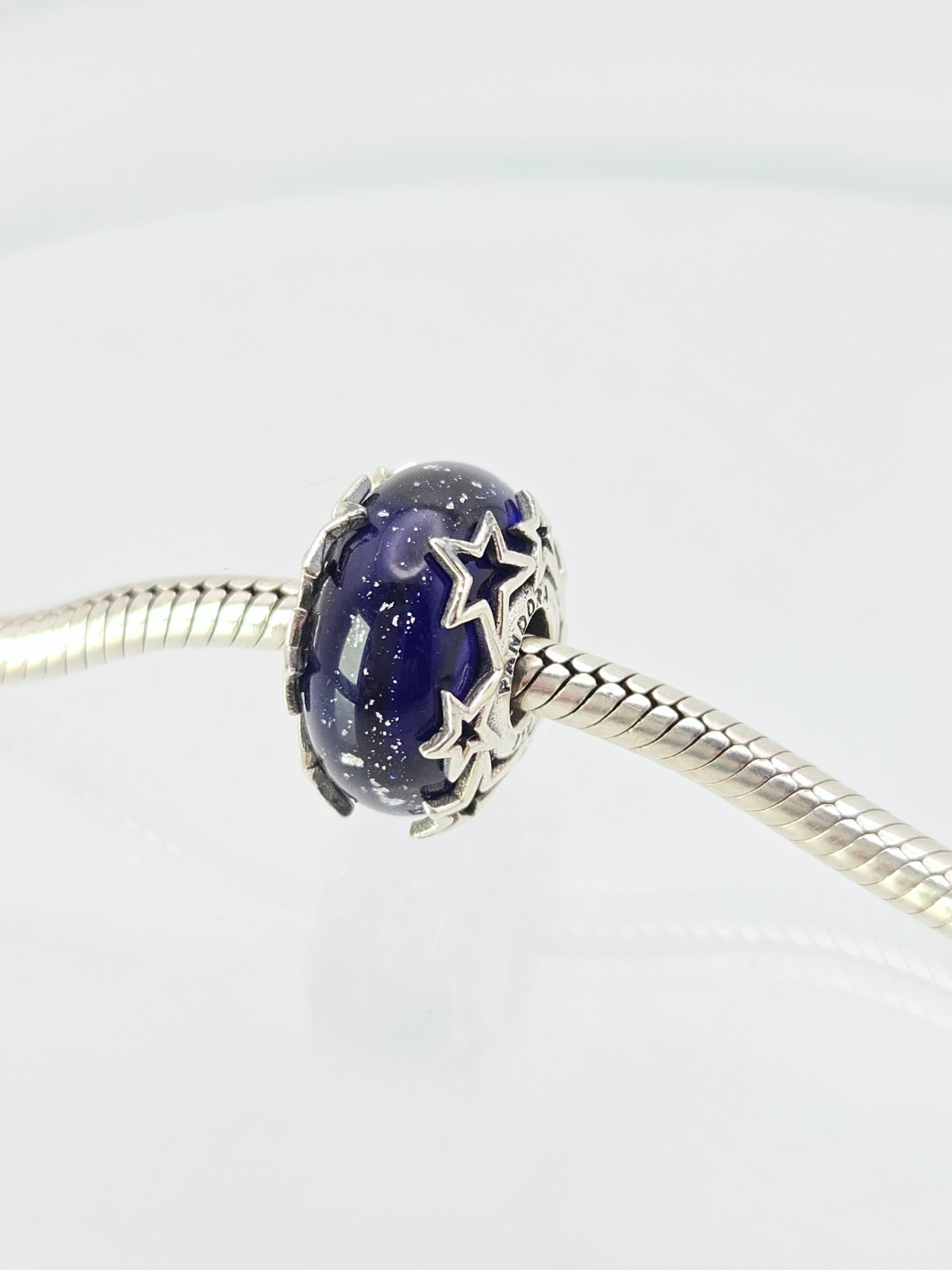 Authentic Pandora Silver Galaxy Blue & Star Murano silver glass sterling Charm Authentic Pandora Silver Galaxy Blue & Star Murano silver glass sterling Charm