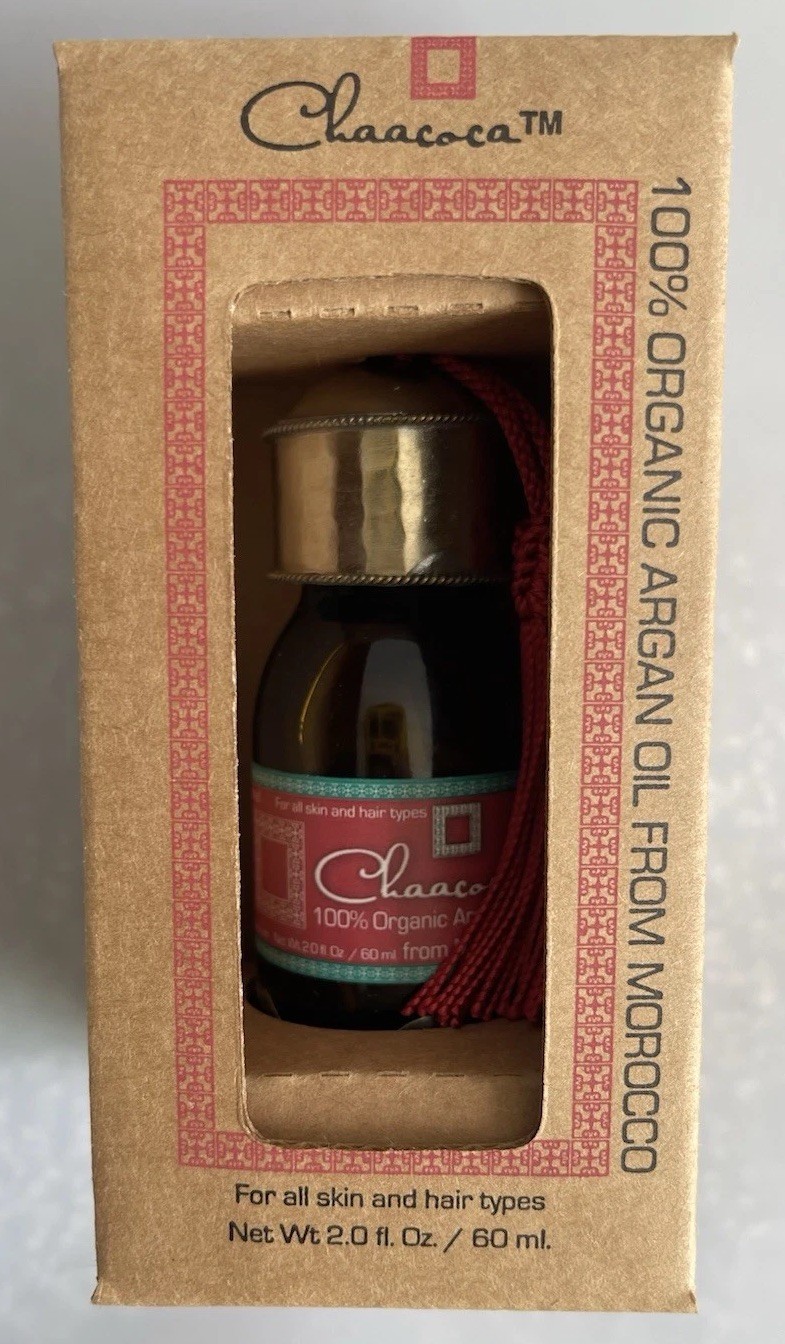 Lot of 2 Chaacoca 100% Pure Organic Argan Oil 2 oz 60ml Hair Skin Morocco