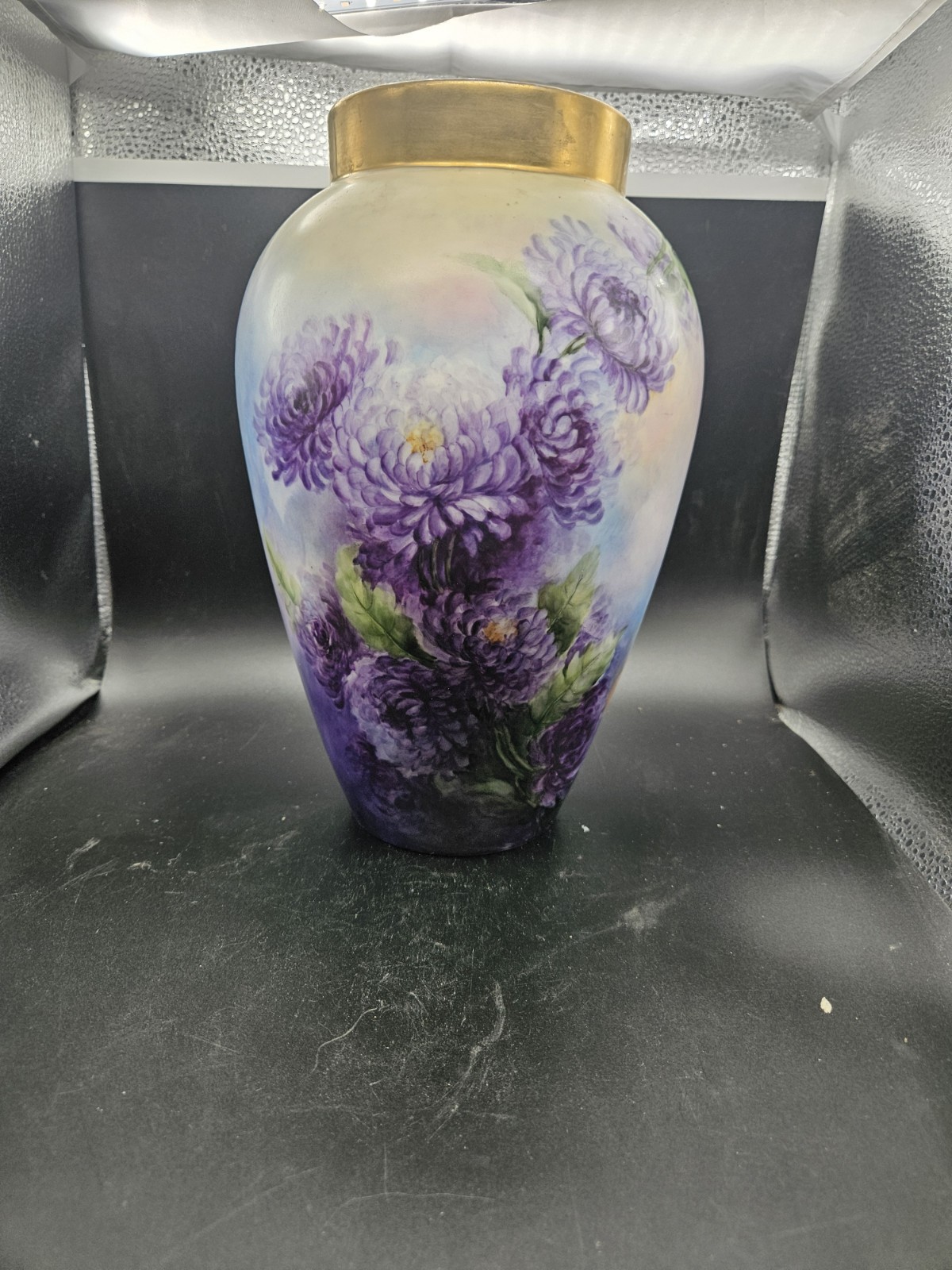 Large 12 Inch Antique French France Handpainted Porcelain Vase Large 12 Inch Antique French France Handpainted Porcelain Vase