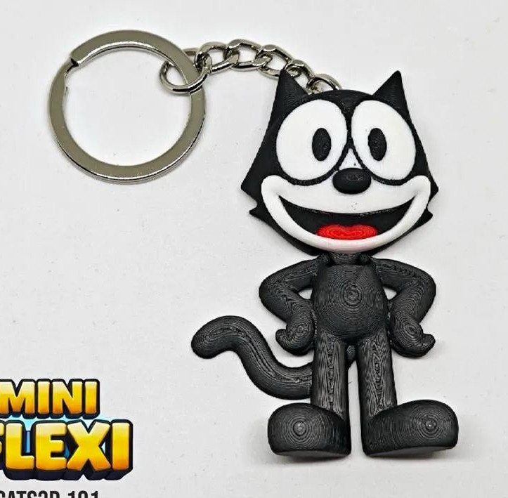 Felix the Cat Mini Flexi Keychain w/ Detachable Keyring Plastic Black/White/Red Felix the Cat Mini Flexi Keychain w/ Detachable Keyring Plastic Black/White/Red