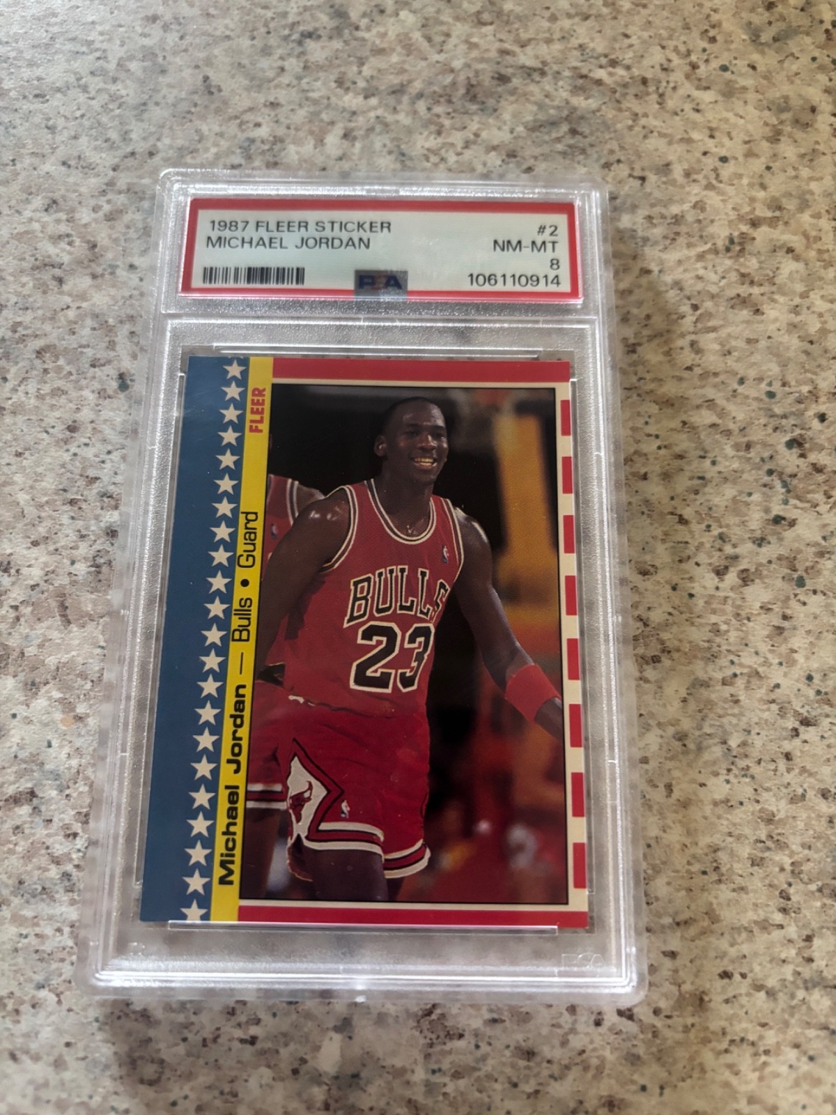 1987 Fleer Sticker #2 Michael Jordan PSA 8 1987 Fleer Sticker #2 Michael Jordan PSA 8
