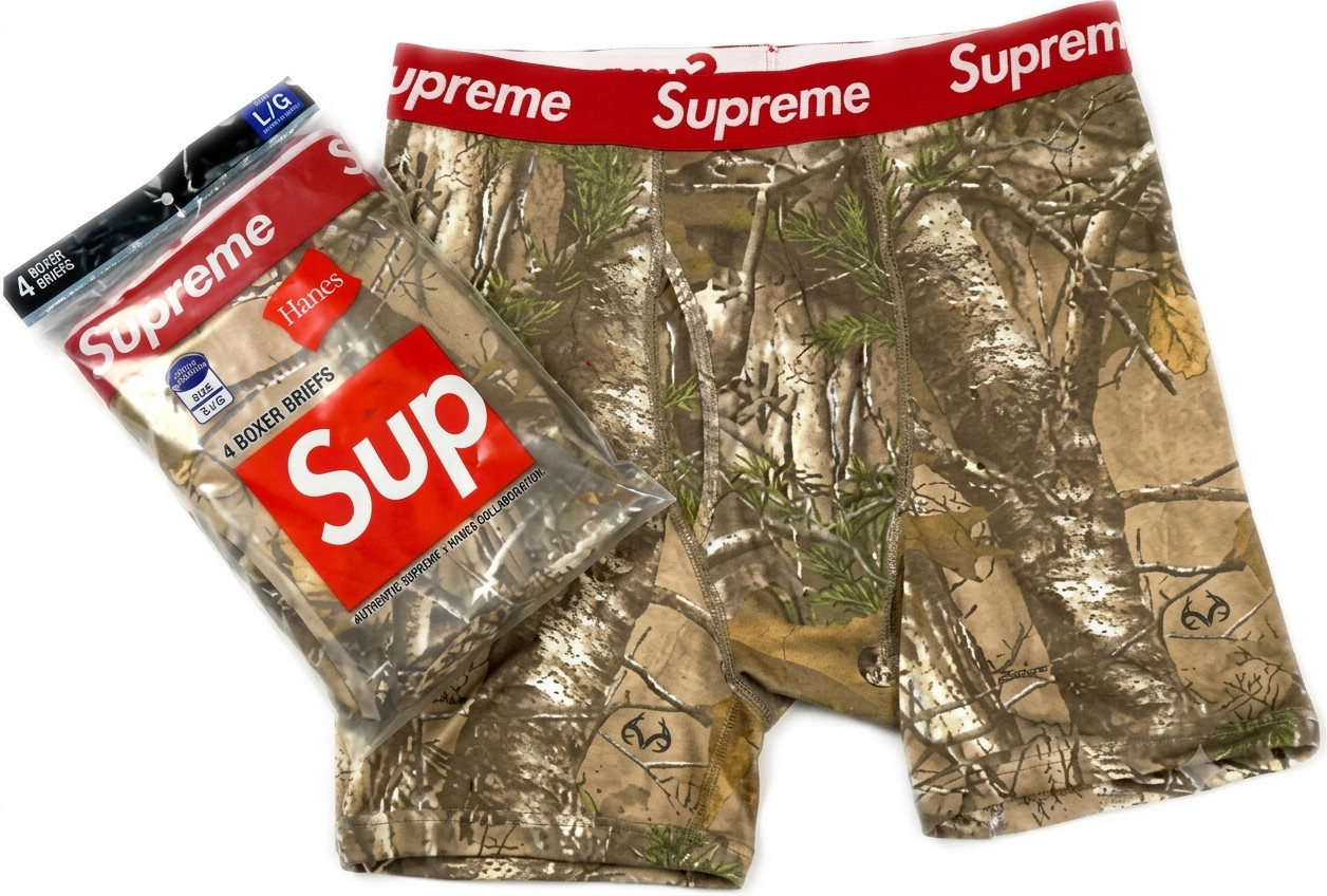 Supreme Hanes Men’s Boxer Briefs 2 Pack Cotton Underwear Multicol Sizes  M L New