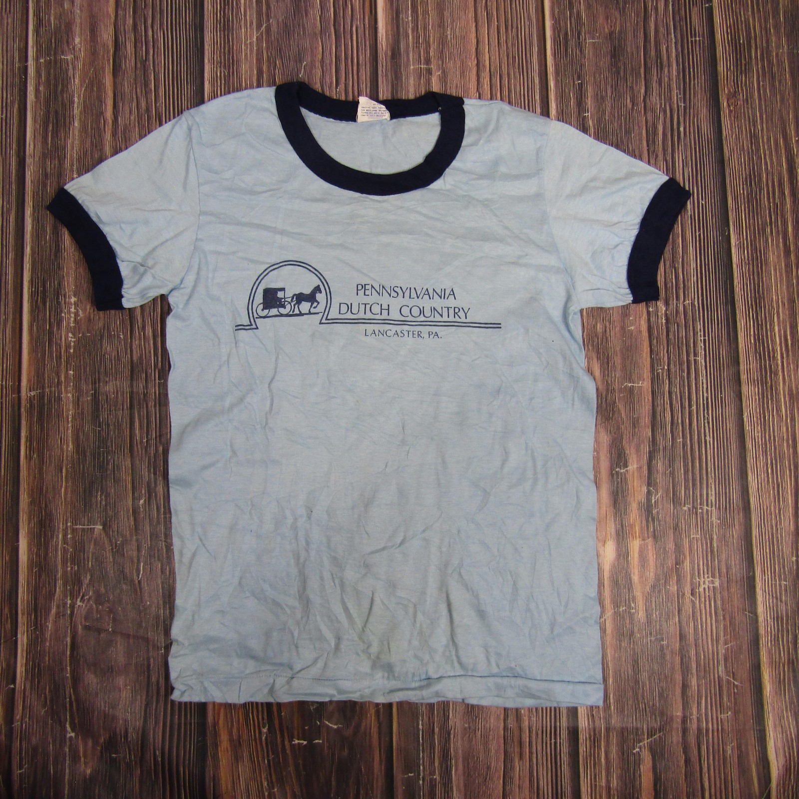 Vintage Pennsylvania Dutch Country Shirt Mens Medium Ringer Single Stitch 80s