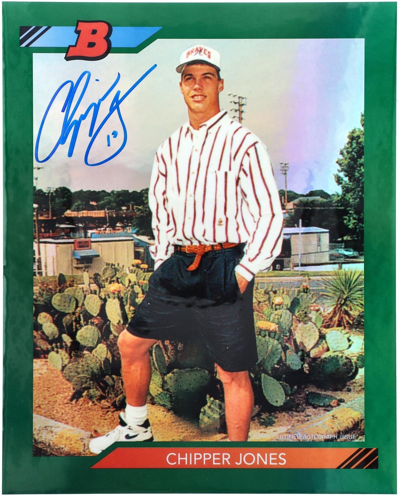 Chipper Jones Atlanta Braves Signed 1992 Bowman Chrome Jumbo Card-LE/50 Topps