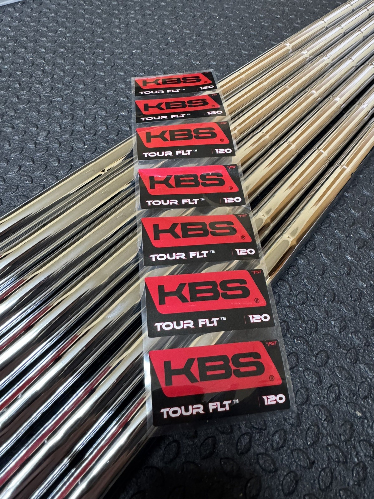 NEW KBS Tour FLT 120g Stiff Flex Steel Iron Shafts 4-PW .355” Taper Tip NEW KBS Tour FLT 120g Stiff Flex Steel Iron Shafts 4-PW .355” Taper Tip