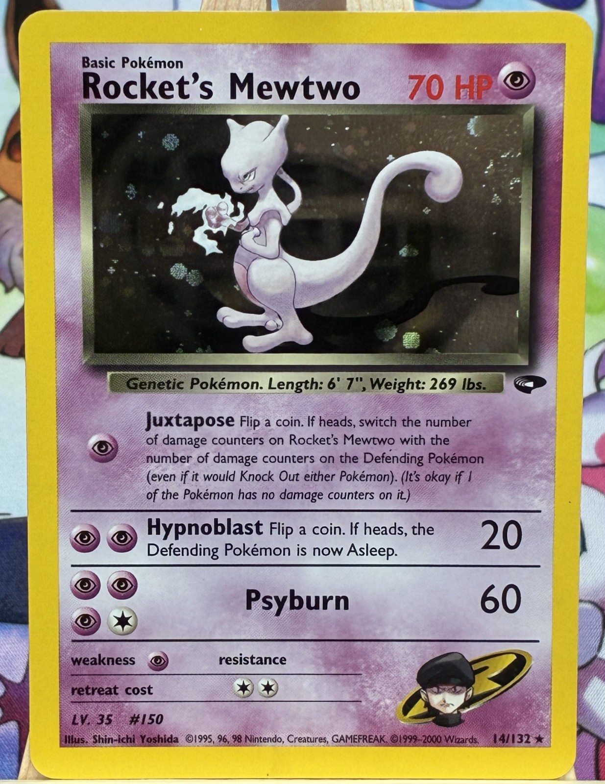 Pokemon TCG Rocket\'s Mewtwo 14/132 Holo Rare Unlimited VINTAGE Lightly Played
