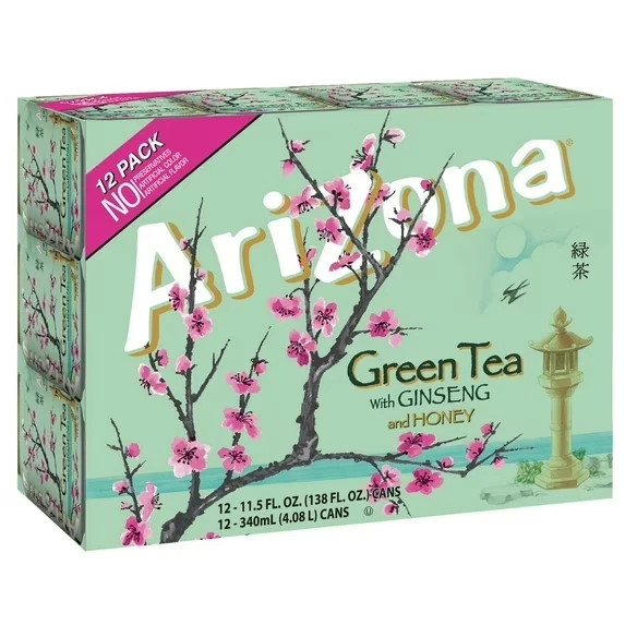 Arizona Green Tea with Ginseng and Honey, 11.5 Fl Oz Cans (12-Pack)
