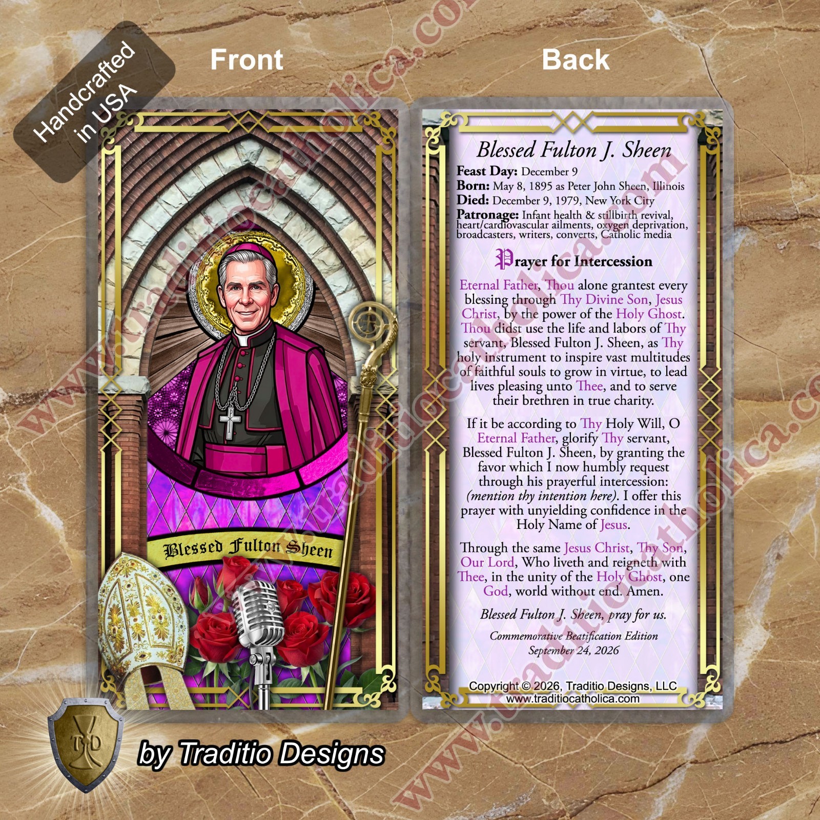 Blessed Fulton J. Sheen Limited Edition Holy Prayer cards, Healing, Intercession