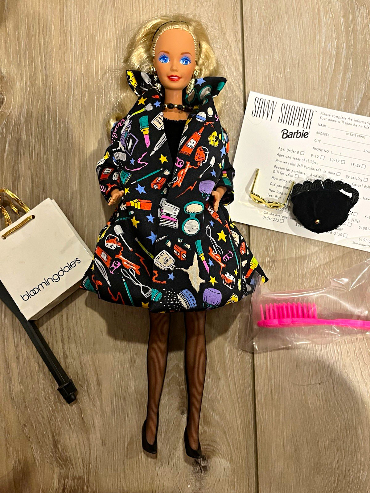Barbie Savvy Shopper Collector Edition Fashion Doll 12 in Coat Accessories Bag