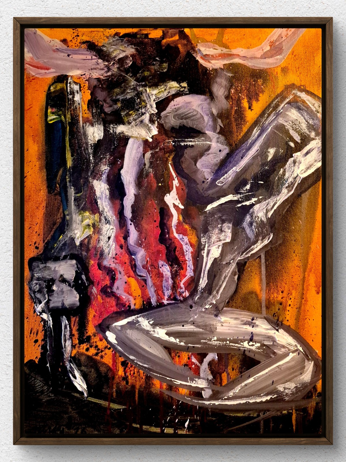 Original Abstract 11x14 Worlds at War Hand Painted Acrylic Canvas Bold Decor B10