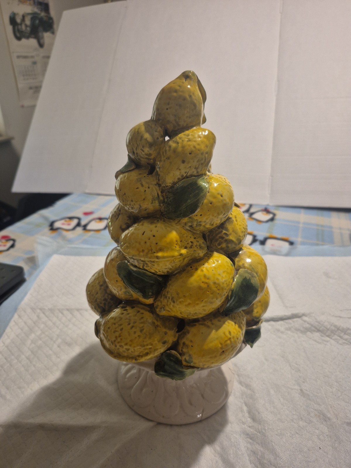 Vintage ITALIAN Majolica Lemon Topiary Centerpiece, 13\ Vintage ITALIAN Majolica Lemon Topiary Centerpiece, 13\