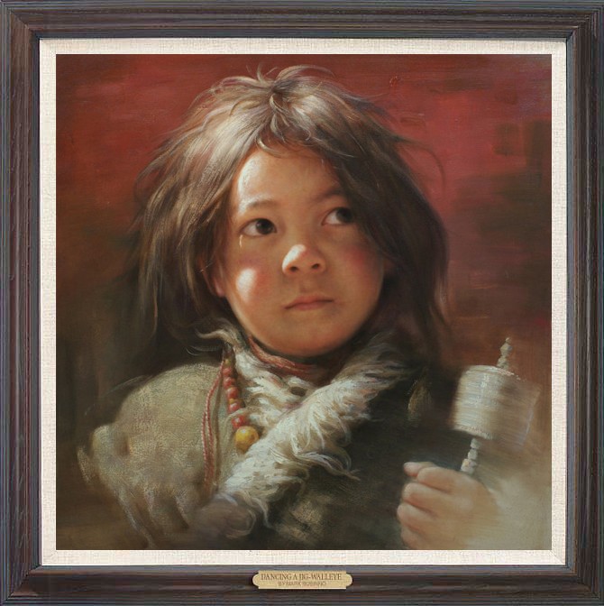 Hand Painted Oil Painting art Female Tibetan little girl On Canvas 30\ Hand Painted Oil Painting art Female Tibetan little girl On Canvas 30\