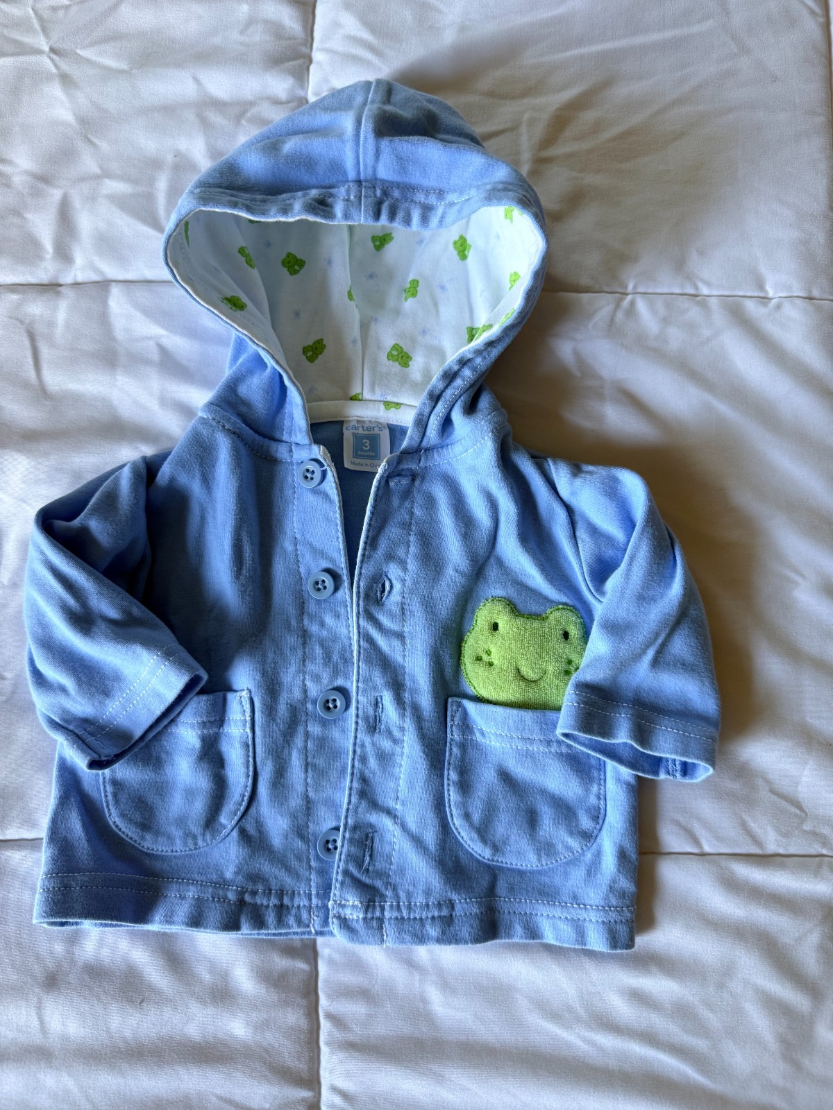Carter’s Baby 3M Blue Hooded Jacket Frog Pocket Cotton Vintage Style Carter’s Baby 3M Blue Hooded Jacket Frog Pocket Cotton Vintage Style
