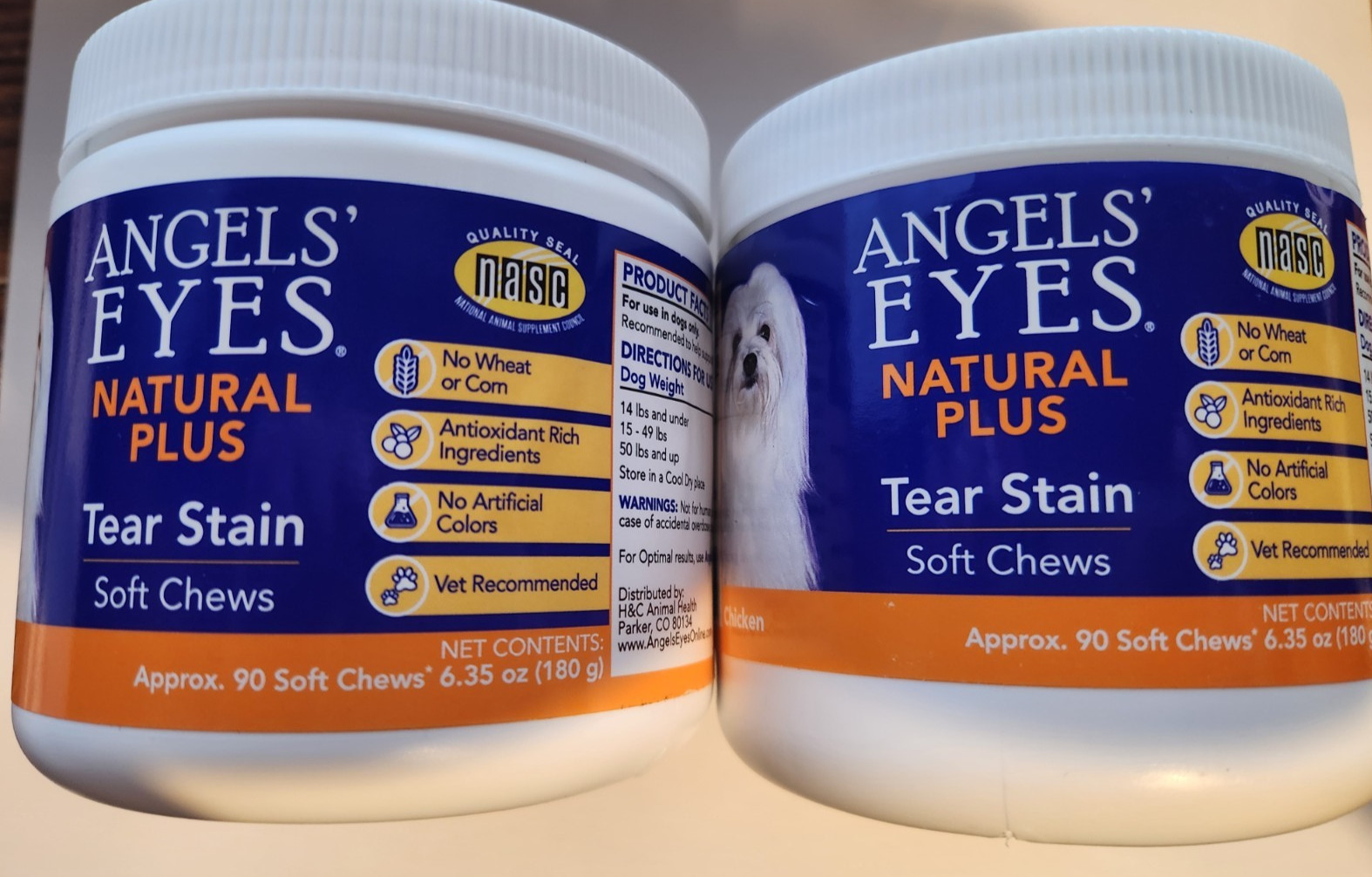 2 x Angels' Eyes Tear Stain Chicken Flavored Natural Soft Chews for Dogs, 90ct 2 x Angels' Eyes Tear Stain Chicken Flavored Natural Soft Chews for Dogs, 90ct