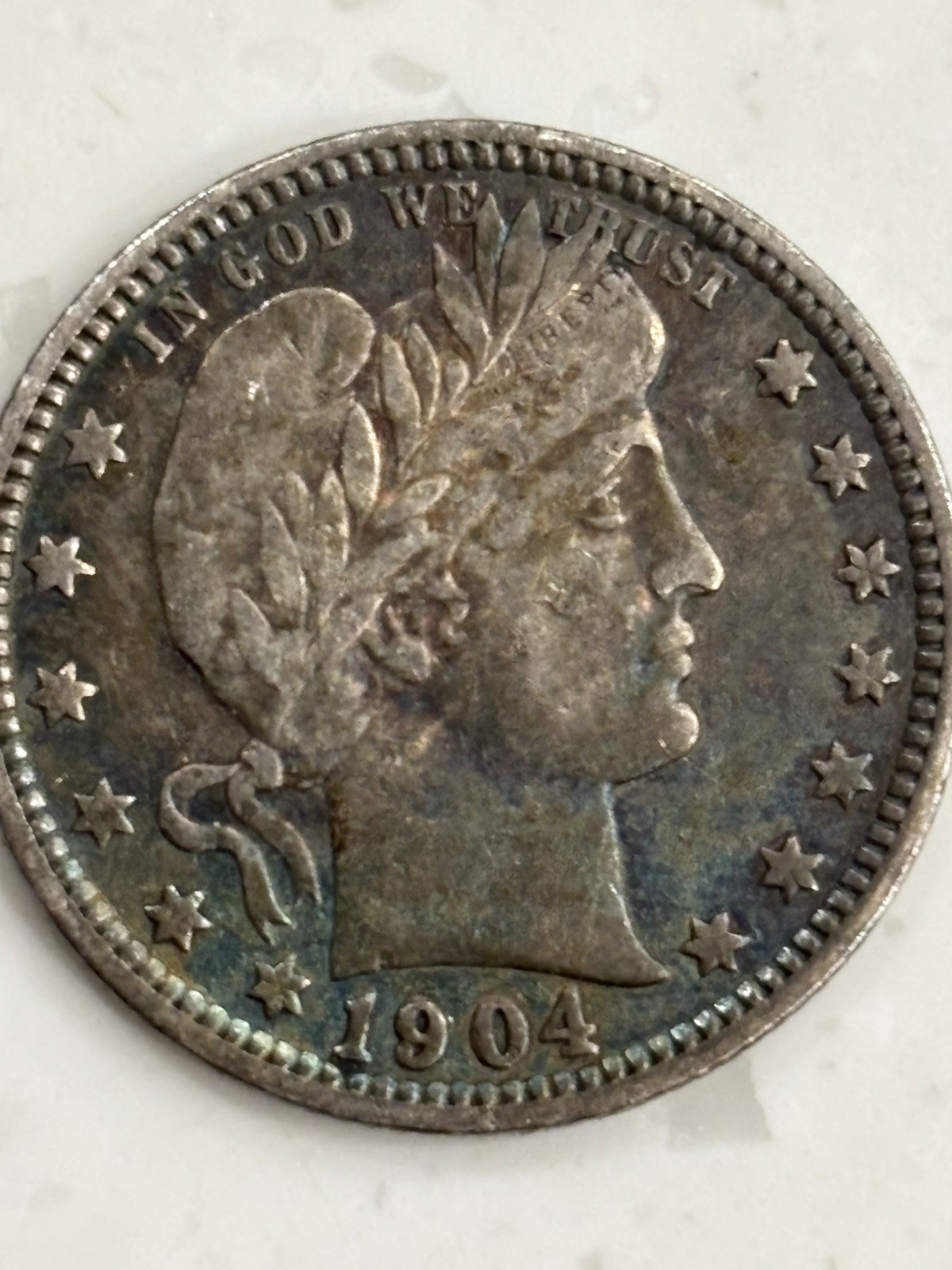 1904-O 25c Silver Barber Quarter AU Semi Key Date Bullion Eye Appealing Tone 1904-O 25c Silver Barber Quarter AU Semi Key Date Bullion Eye Appealing Tone