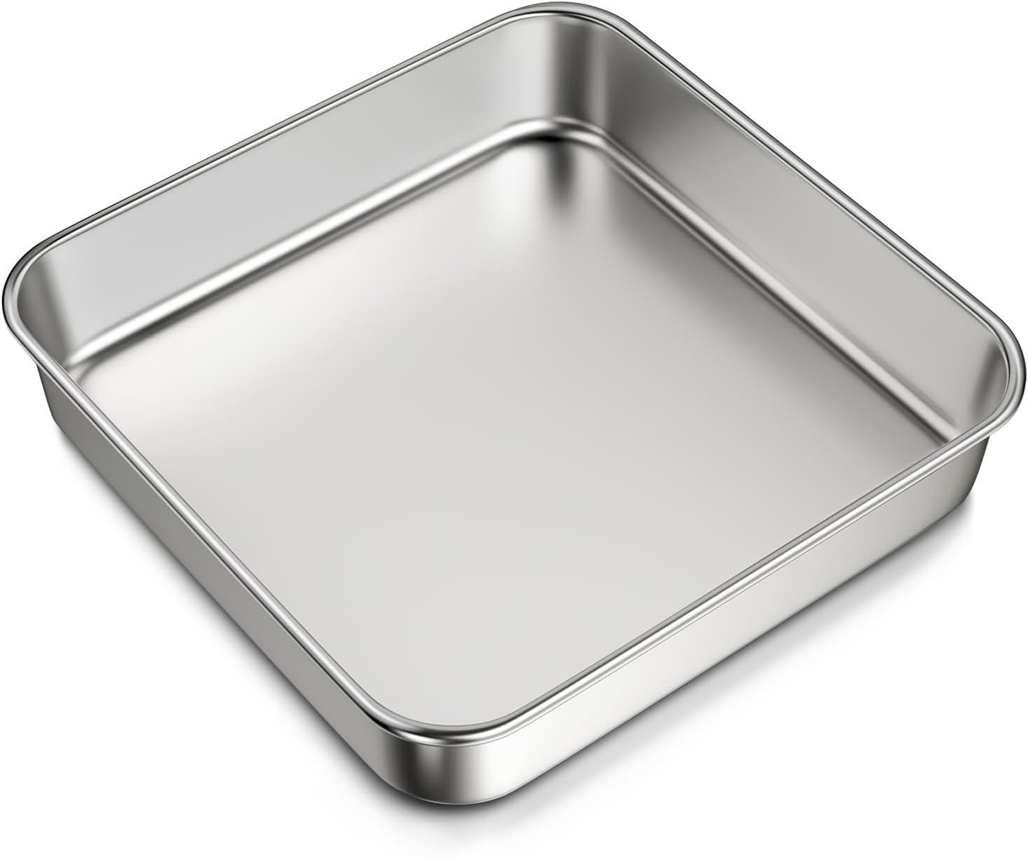 8x8 Inch Baking Pan 304 Stainless Steel Square Cake Pan Heavy Duty Brownie Tray 8x8 Inch Baking Pan 304 Stainless Steel Square Cake Pan Heavy Duty Brownie Tray