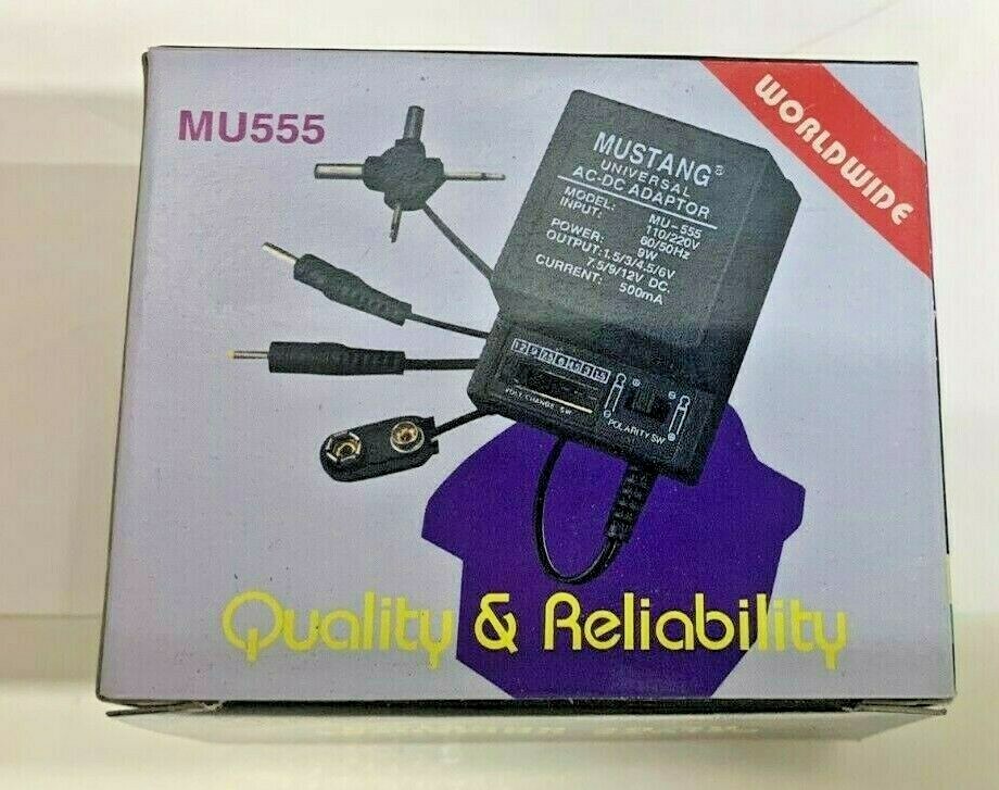 Universal AC/DC Adapter 500mA 1.5-3-4.5 6-7.5-9-12V  MU-555